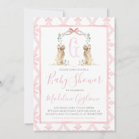Chien rose Baby shower fille Preppy Sud