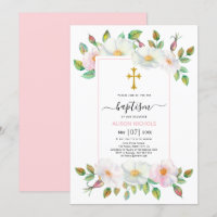 Chien sauvage blanc et rose rose floral Baptême