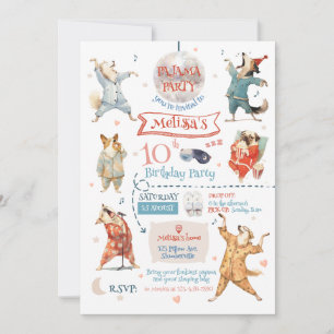 Invitation Chiens amusants Pajama Party Anniversaire Invitati