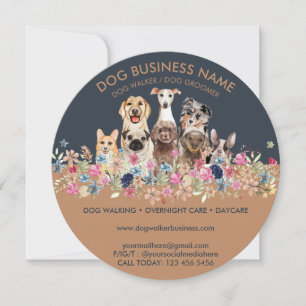 Invitation Chiens aux fleurs cercle