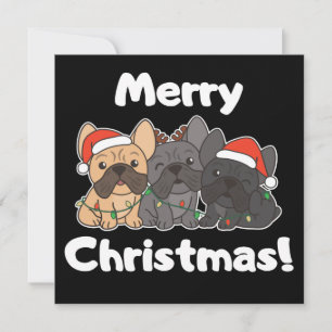 Invitation Chiens Bouledogues Français de Noël Animaux Chiens
