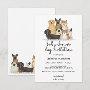 Invitation Chiens Carlin bouledogue français corgi