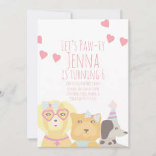 Invitation Chiens d'anniversaire Paw ty Party Valentines Invi