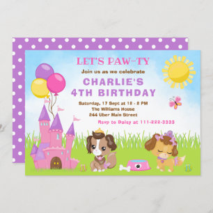 Invitation Chiens de Chiens de Chien Chateau Rose Anniversair