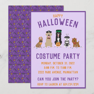 Invitation Chiens de la fête du costume d'Halloween