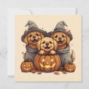 Invitation Chiens de l'Halloween Golden Retriever Jack-o'-lan
