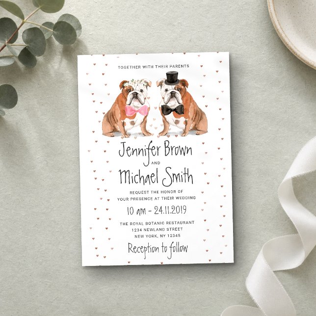Invitation Chiens de mariage Bouledogue Anglais (Créateur téléchargé)