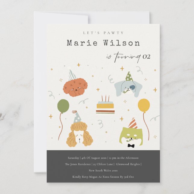 Invitation Chiens De Mariage De Fête De Petits Enfants N'Impo (Devant)