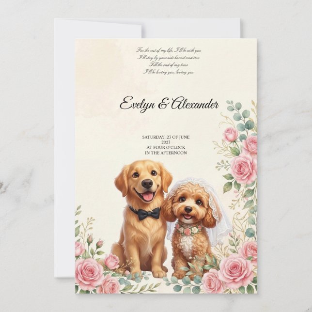 Invitation Chiens de mariage mignons  (Devant)