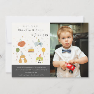 Invitation Chiens de marionnettes de la fête des enfants Phot