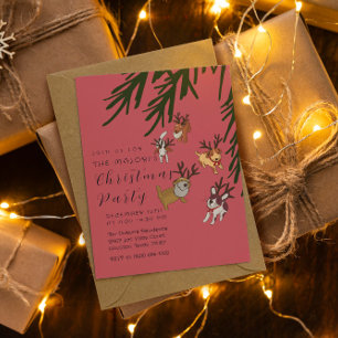 Invitation Chiens de rennes enjoués Illustration de Noël