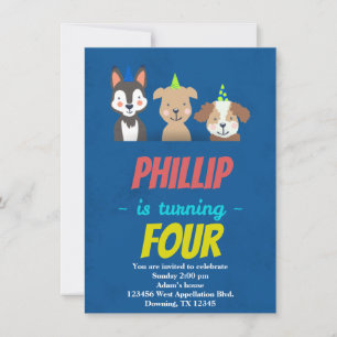 Invitation Chiens d'enfants Personnalisés Animaux Casquettes