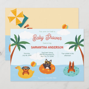 Invitation Chiens d'été sur le Baby shower de plage