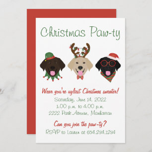 Invitation Chiens d'excursion de Noël Pawty Labrador