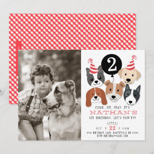 Invitation Chiens et ballon noir photo Anniversaire Invitatio