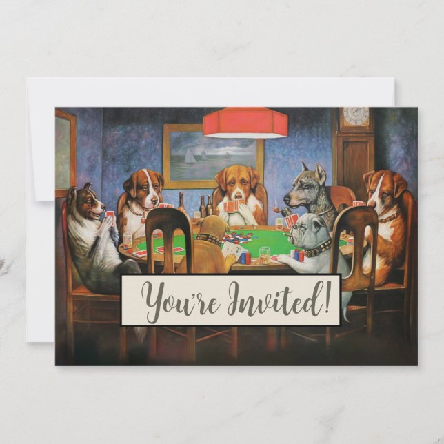 Invitation Chiens jouant au poker par C.M. Coolidge (Devant)
