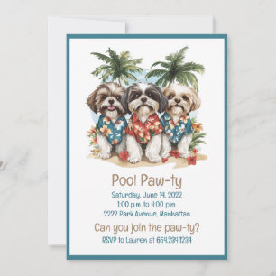 Invitation Chiens Shih Tzu portant des chemises hawaïennes