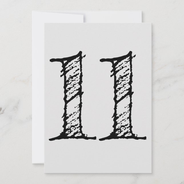 Invitation chiffre 11 numéro onze manuscrit géant (Devant)