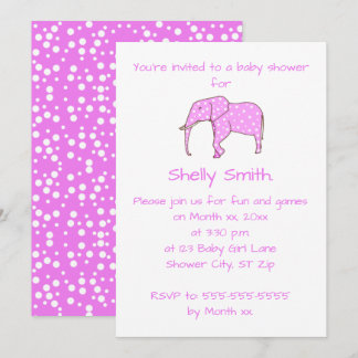 Invitation Chiffres blancs Eléphant Rose Bébé Douche Invitati