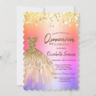 Invitation Chiffres Confetti Chic, Robe Chic Quinceañera
