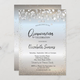 Invitation Chiffres Confetti en argent Princesse Silver Quinc