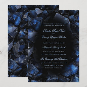 Invitation Chiffres de sorcière bleu foncé Boho Mariage noir
