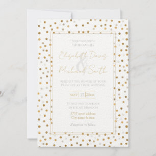 Invitation Chiffres d'or de fille Confetti Design blanc