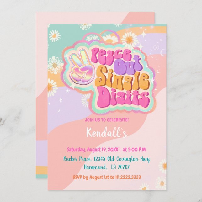Invitation CHIFFRES UNIQUES super Peace Out 10e (Devant / Derrière)