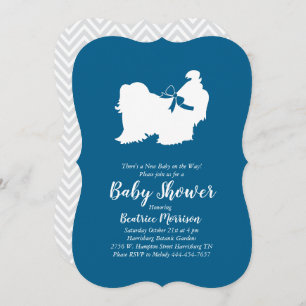 Invitation Chih Tzu Baby shower Chien Bleu Garçon