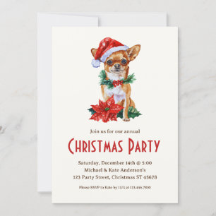 Invitation Chihuahua à la fête de Noël du chien mignon de San