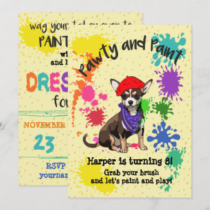 Invitation Chihuahua Chien Amusants Art Anniversaire Fête Inv
