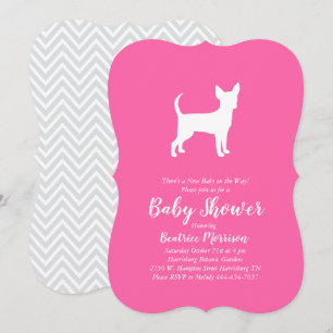 Invitation Chihuahua Chien Baby shower fille rose