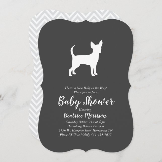 Invitation Chihuahua Chien Baby shower Neutre selon le sexe (Devant / Derrière)