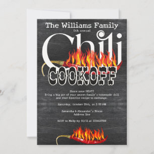 Invitation Chili Cookoff Cook Off Contest Family Annual Party