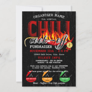 Invitation Chili Cookoff Cook Off Fundraiser Community Party
