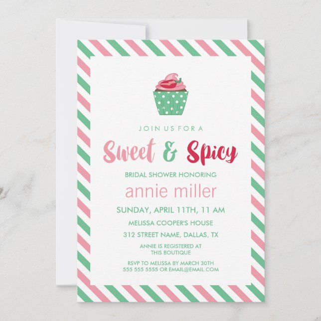 Invitation Chili Pepper Cupcake| Fête de l'mariée sucrée et é (Devant)