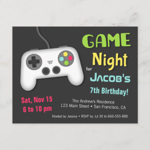 Invitation Chill Boys Video Game Night Anniversaire Party