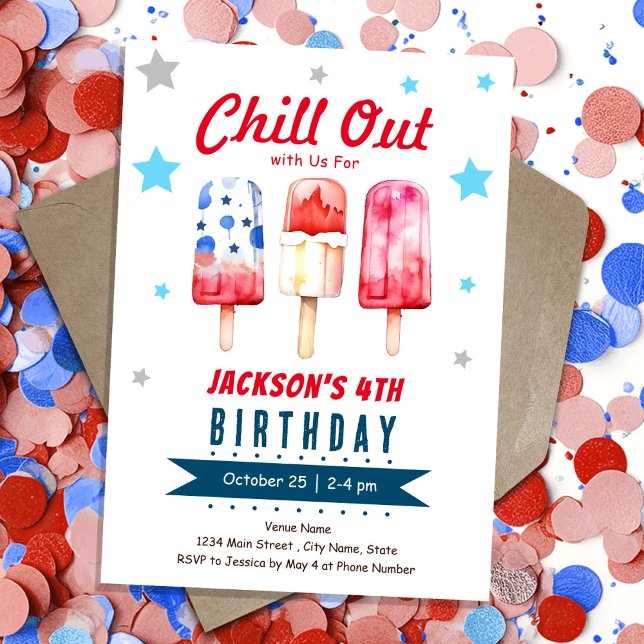 Invitation Chill Out Enfants Été Glace Pop Anniversaire (Créateur téléchargé)