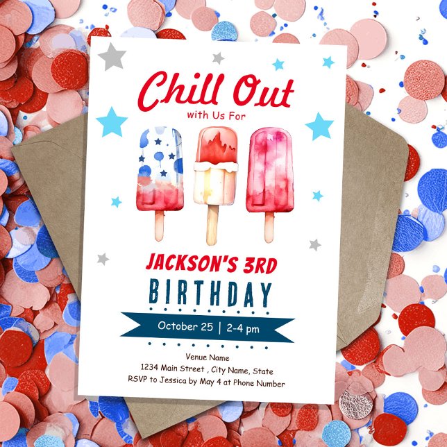 Invitation Chill Out Kids Summer Ice Pop 3e anniversaire (Créateur téléchargé)