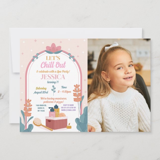Invitation Chill Out Spa Anniversaire Manucure Photo (Devant)