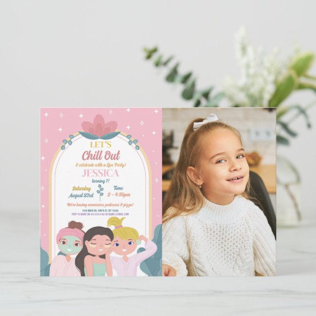 Invitation Chill Out Spa Anniversaire Manucure Photo (Debout devant)