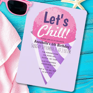Invitation Chill Snow Cone Enfants Rose & Violet Anniversaire