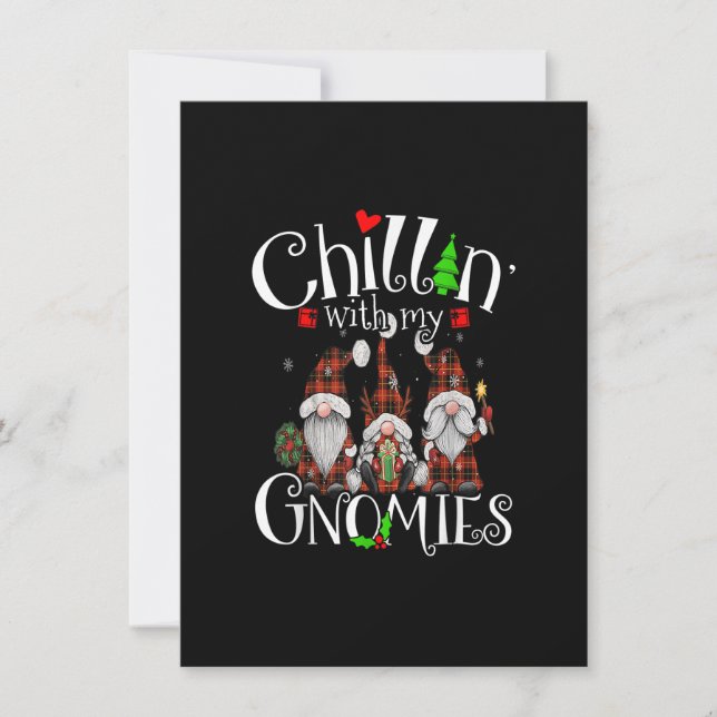 Invitation Chillin Avec Mes Gnomies, Noël Gnomes Rouges Plai (Devant)