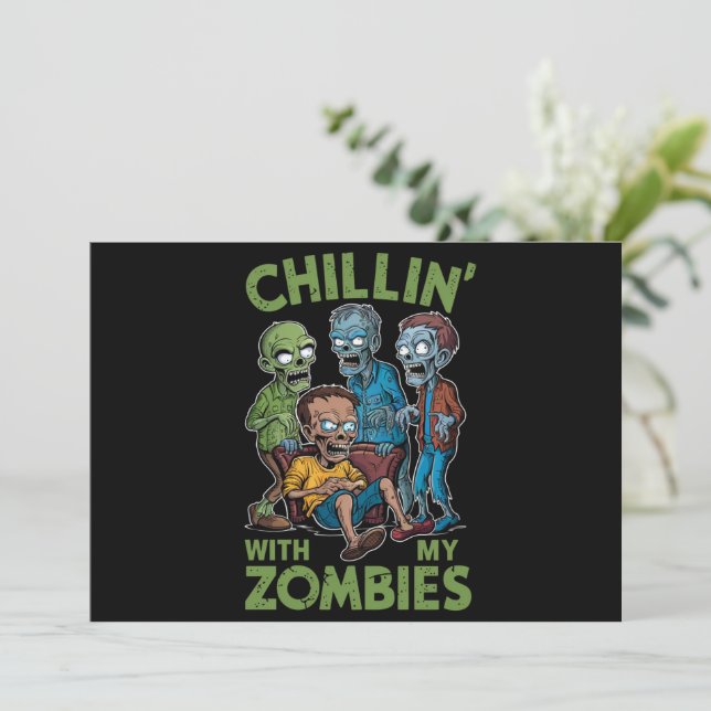 Invitation Chillin Avec Mes Zombies Halloween Garçons Enfants (Debout devant)