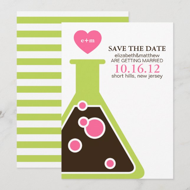 Invitation Chimie Parfaite Mariage Économisez la Date (Devant / Derrière)