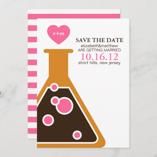 Invitation Chimie Parfaite Mariage Enregistrer la Date (Devant / Derrière)