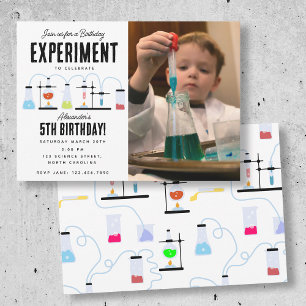 Invitation Chimie Sciences Personnalisé Enfants Photo Anniver