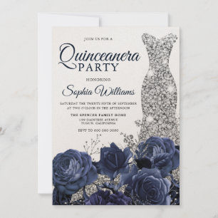 Invitation Chimmer de la Quinceanera de la marine de robe d'a