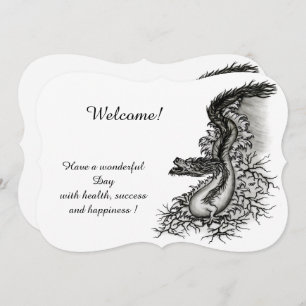 Invitation Chine Dragon, noir et blanc Design en Tattoostyl