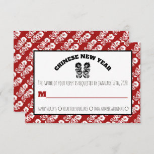 Invitation Chine Nouvel An Dragon Oriental RSVP